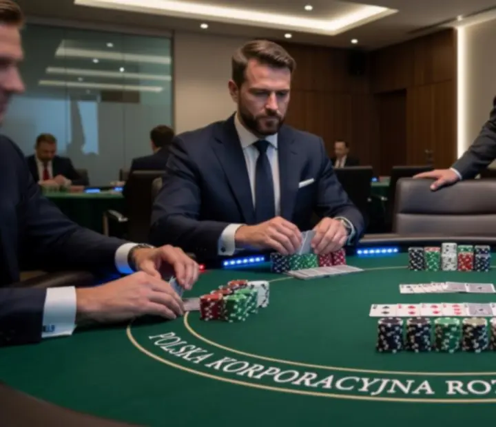 Elegancki stół pokerowy przygotowany na wieczór eventowy