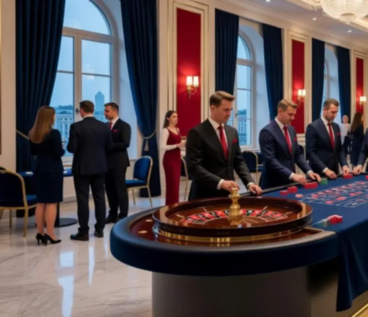 Stół ruletkowy podczas eleganckiego eventu firmowego
